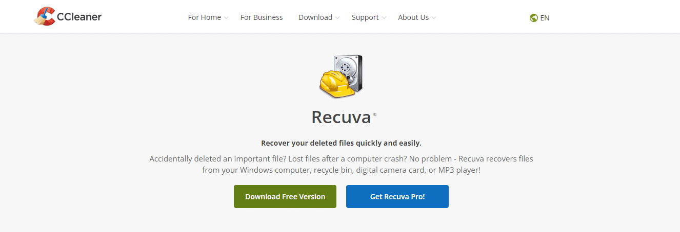 Recuva برنامج استعادة الصور المحذوفة